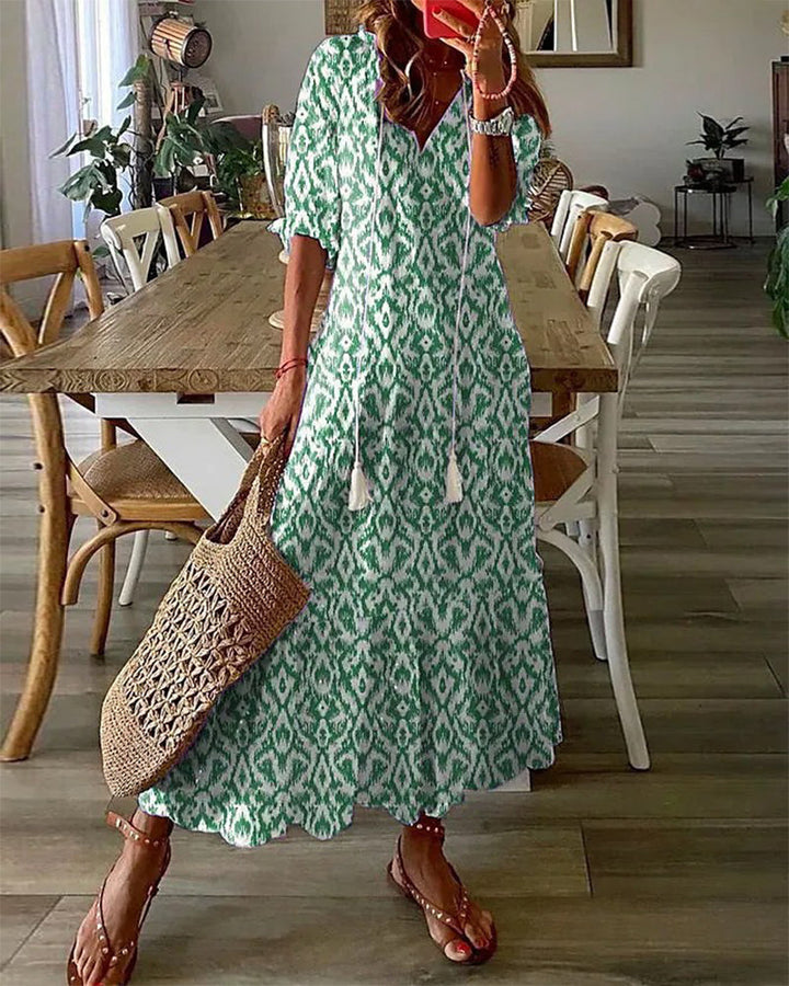 Andrea – Abito Boho Vintage con Scollo a V