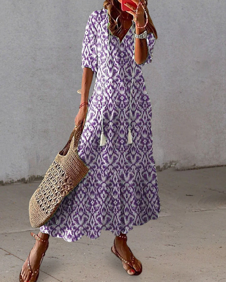 Andrea – Abito Boho Vintage con Scollo a V