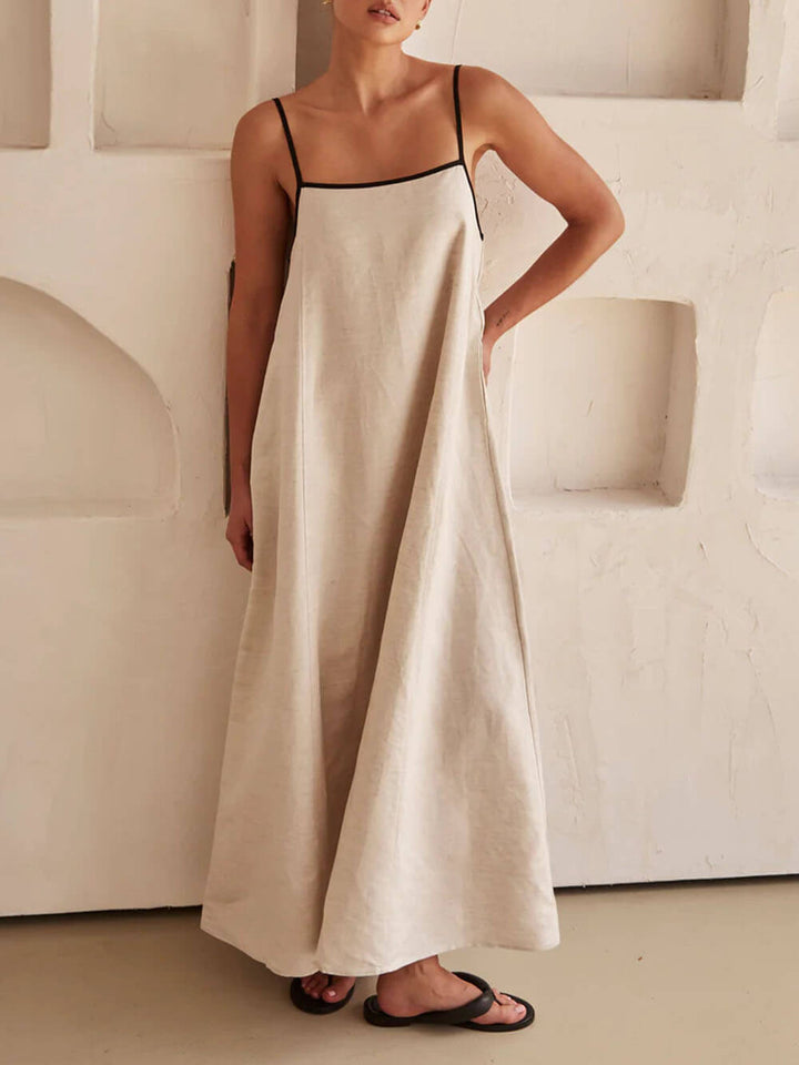 Abito Estivo a Bretelle con Contrasto – Stile A-line