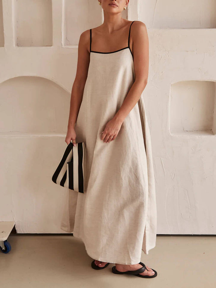 Abito Estivo a Bretelle con Contrasto – Stile A-line