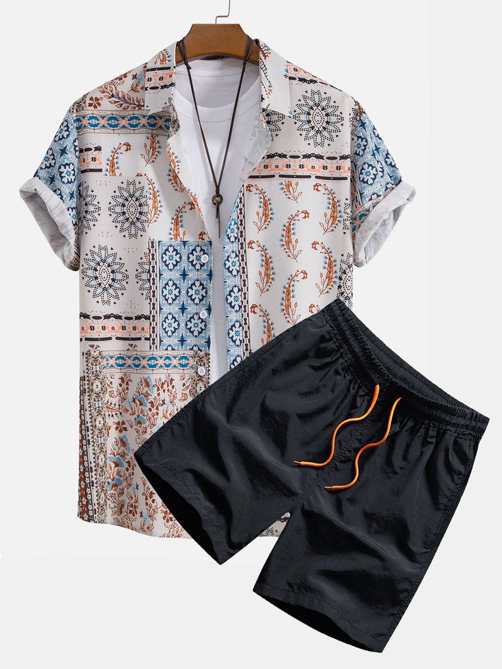 Completo Estivo con Camicia a Stampa Foulard e Pantaloncini