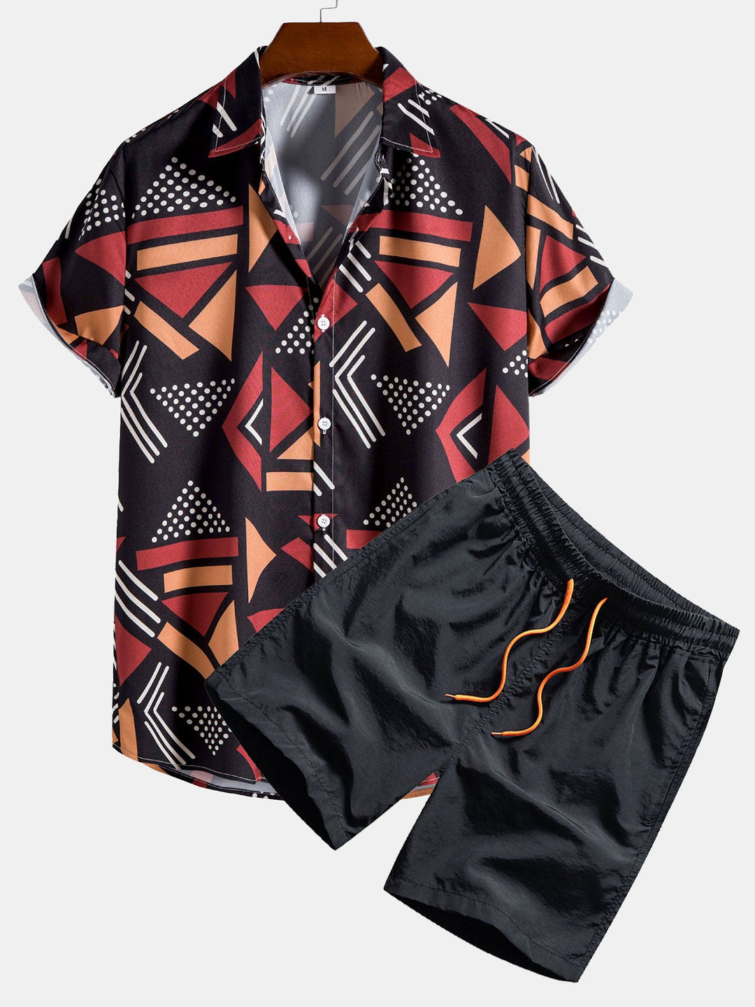 Completo Estivo con Camicia a Stampa Geometrica e Pantaloncini Abbinati