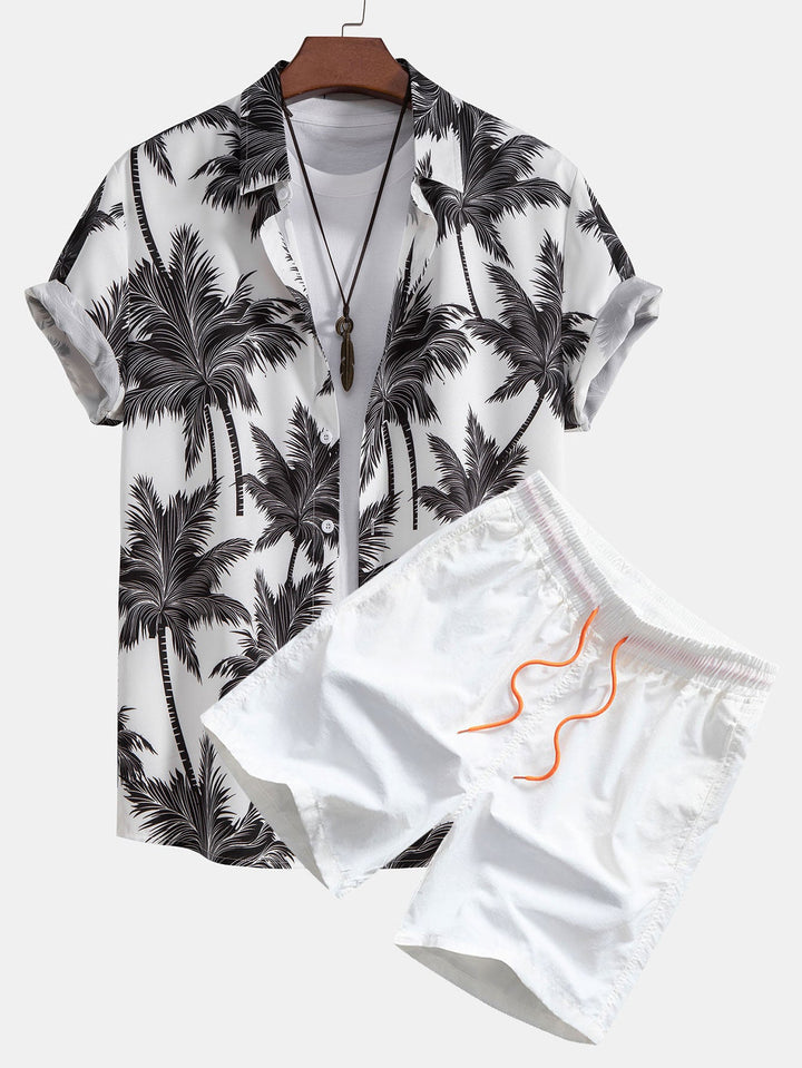 Completo Estivo con Camicia a Palma e Pantaloncini Sportivi