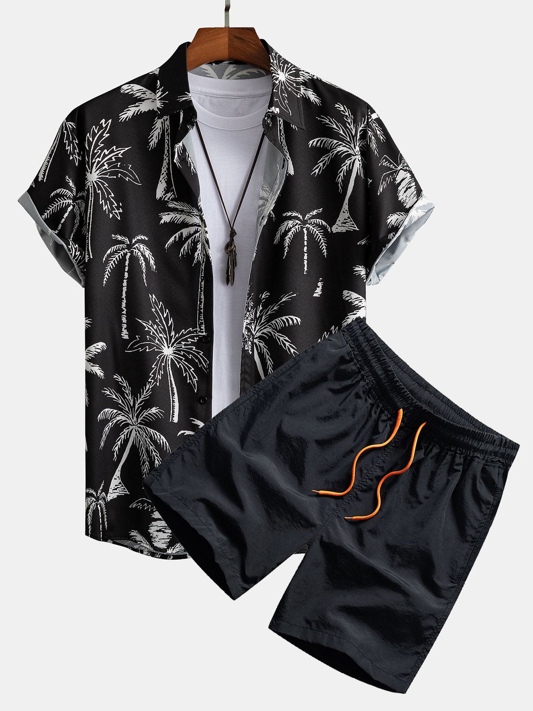 Completo Estivo Arancione con Camicia a Palma e Pantaloncini