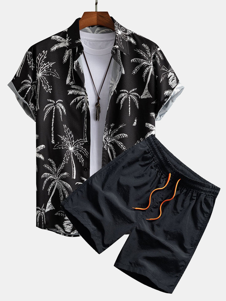 Completo Estivo Arancione con Camicia a Palma e Pantaloncini