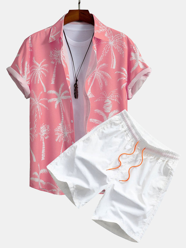 Completo Estivo Arancione con Camicia a Palma e Pantaloncini