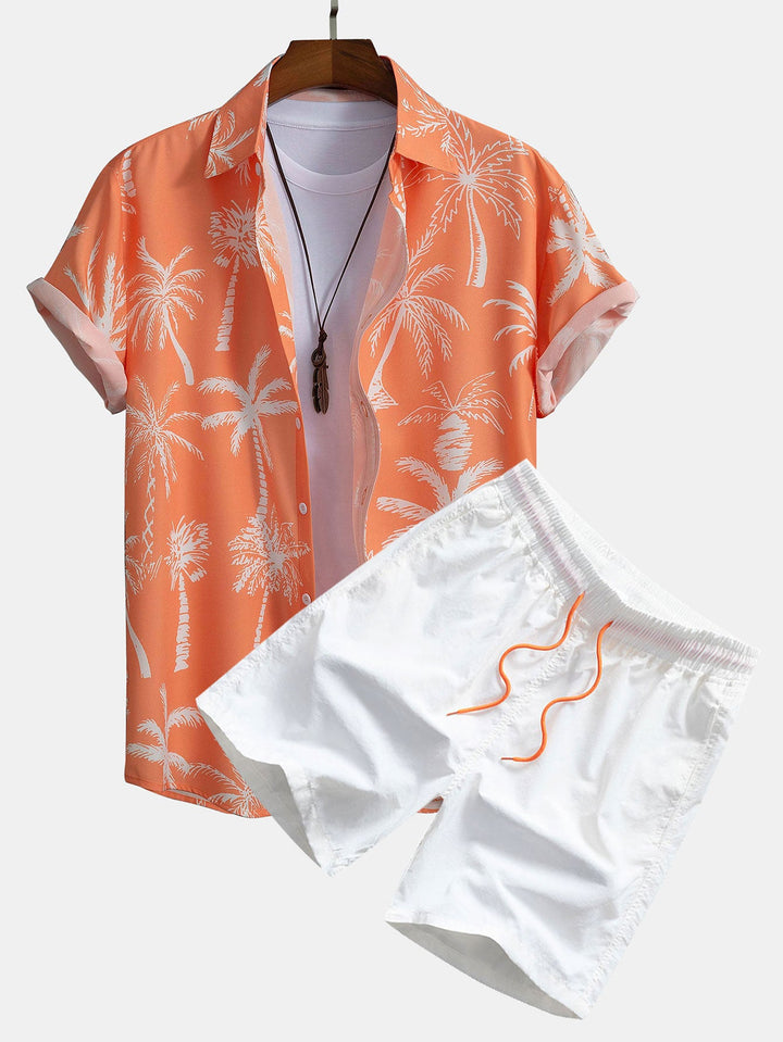 Completo Estivo Arancione con Camicia a Palma e Pantaloncini