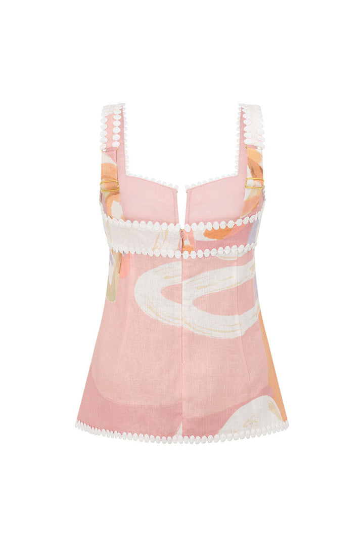 Top Estivo con Bottoni e Stampa Unica – Stile Europeo