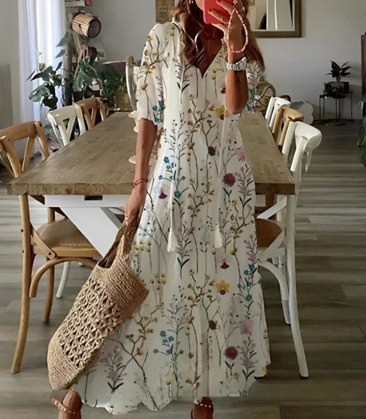 Andrea – Abito Boho Vintage con Scollo a V