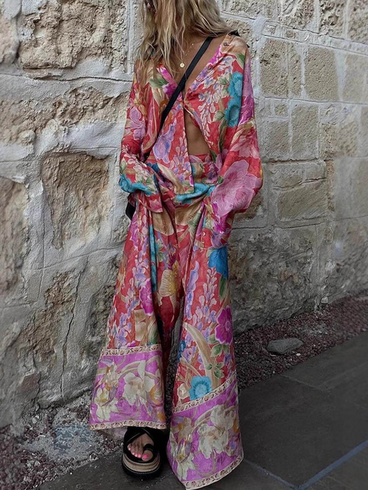 Isola | Pantaloni Floreali a Gamba Larga