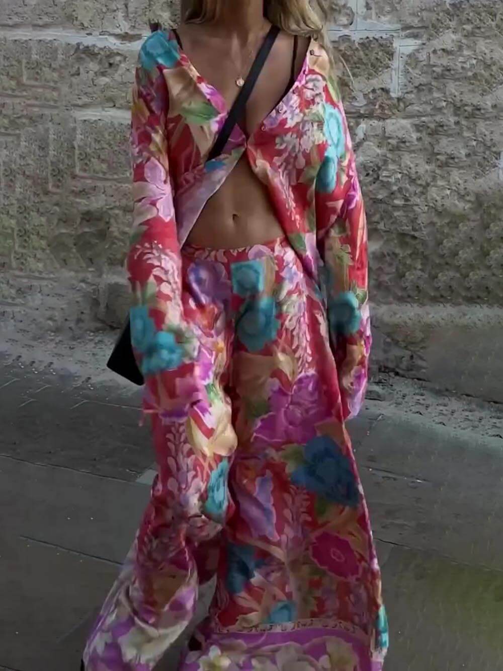 Isola | Pantaloni Floreali a Gamba Larga