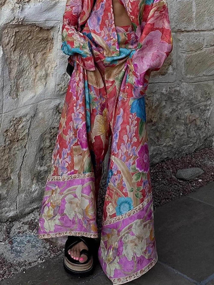Isola | Pantaloni Floreali a Gamba Larga