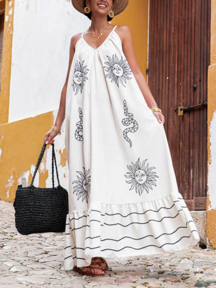 Abito Etno-Chic "Sotto il Sole" con Scollo a V