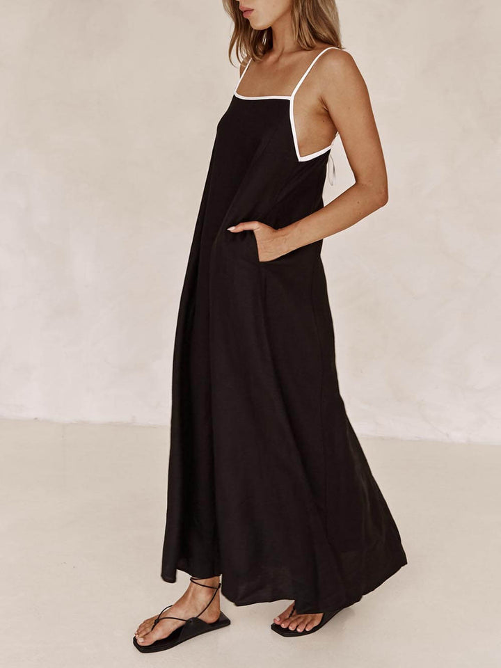 Abito Estivo a Bretelle con Contrasto – Stile A-line