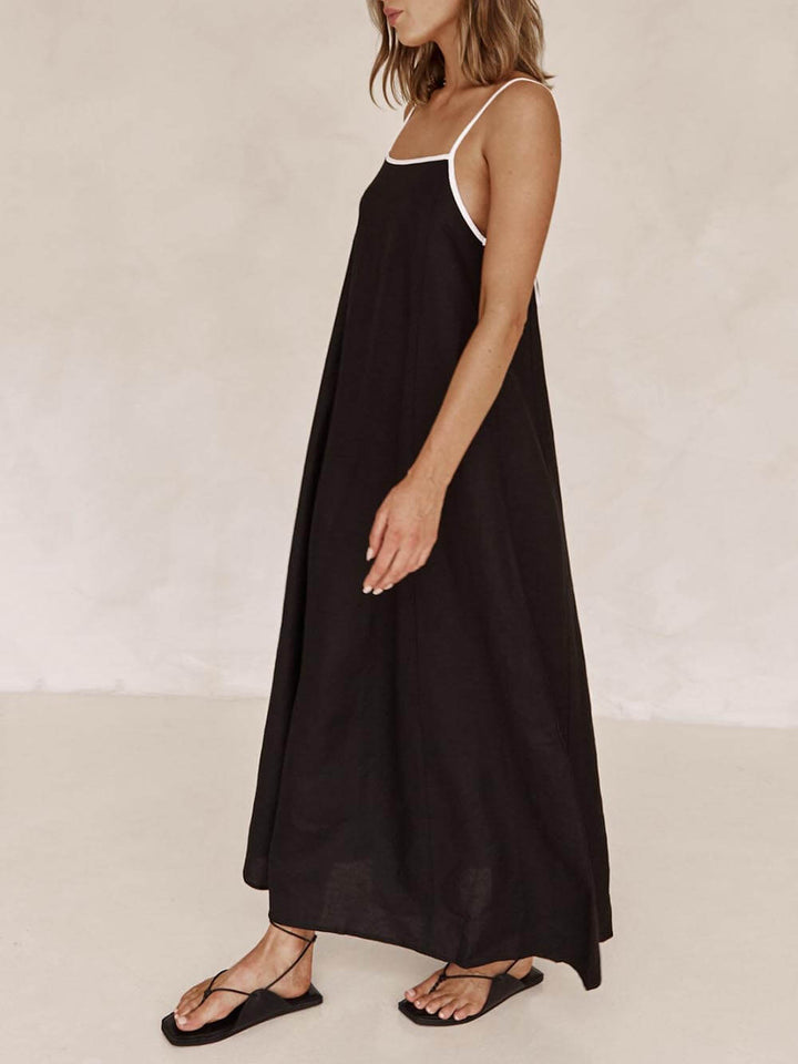 Abito Estivo a Bretelle con Contrasto – Stile A-line