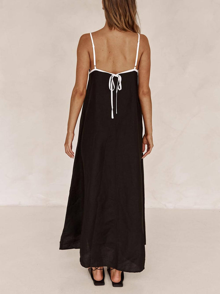 Abito Estivo a Bretelle con Contrasto – Stile A-line