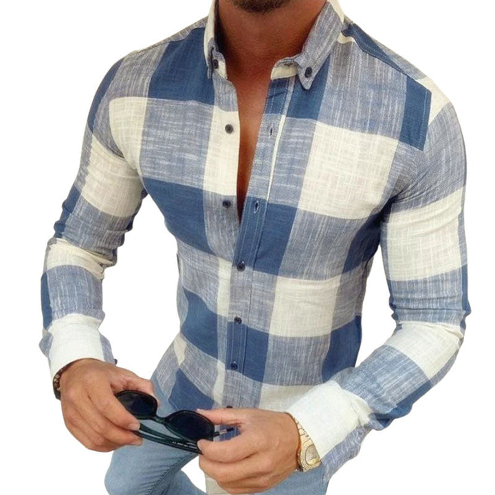 Camicia da Uomo Slim Fit a Maniche Lunghe – Fantasia a Quadri con Colletto Classico