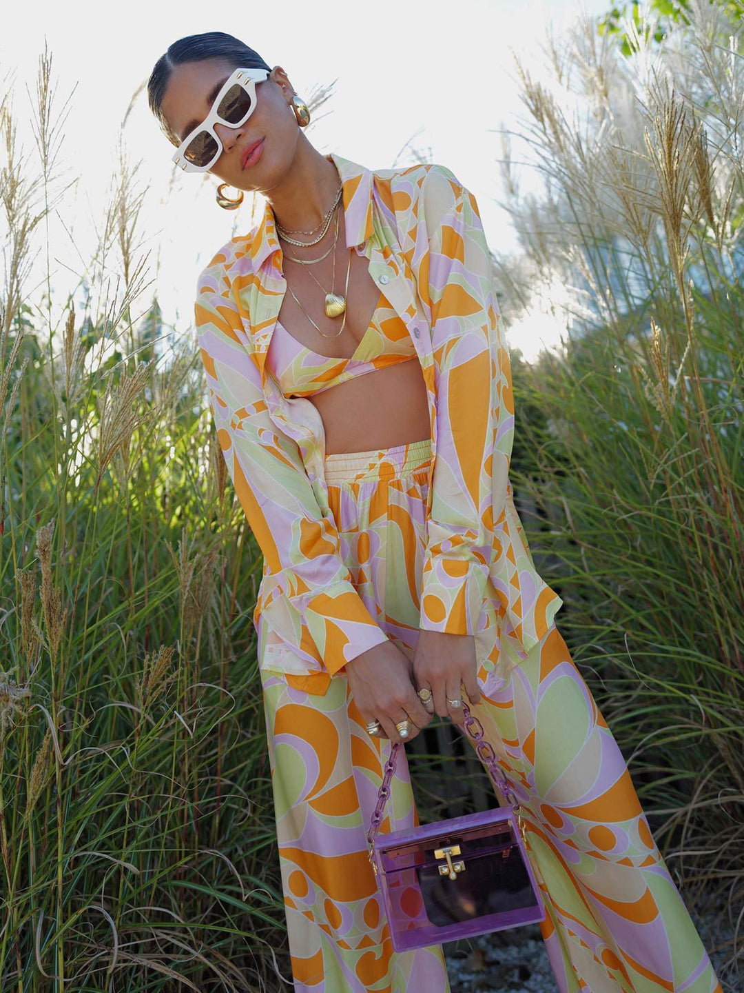 Completo Mare Stampa Tropicale – Camicia e Pantaloni Coordinati
