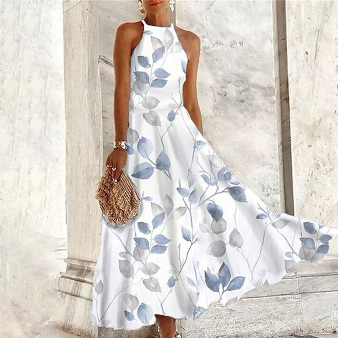 Vestito Maxi Senza Maniche con Stampa Floreale Popolare