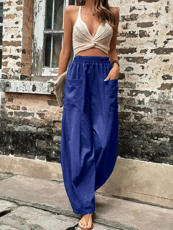 Pantaloni Larghi con Tasche, Elasticizzati – Taglie Comode