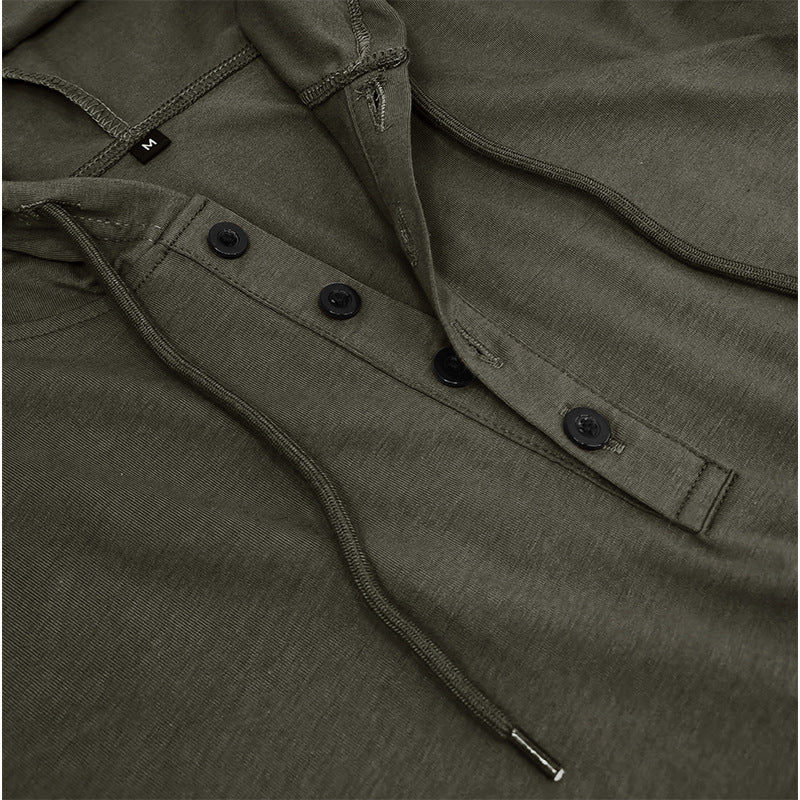 T-shirt Henley con Cappuccio da Uomo – Stile Casual e Vestibilità Slim