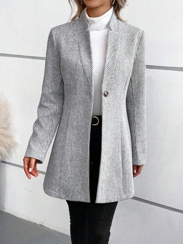 Aveline | Cappotto Stampato a Maniche Lunghe Senza Collo