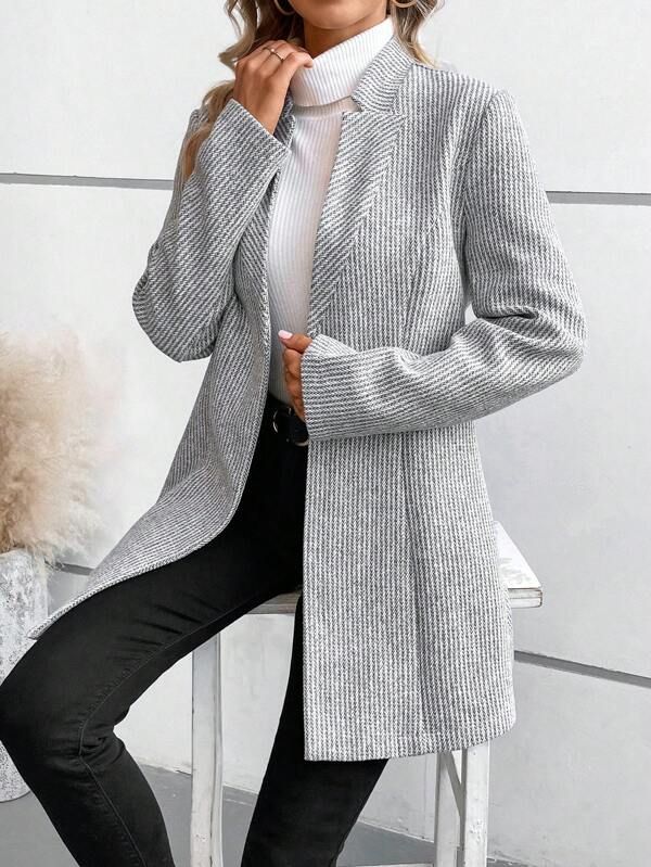 Aveline | Cappotto Stampato a Maniche Lunghe Senza Collo