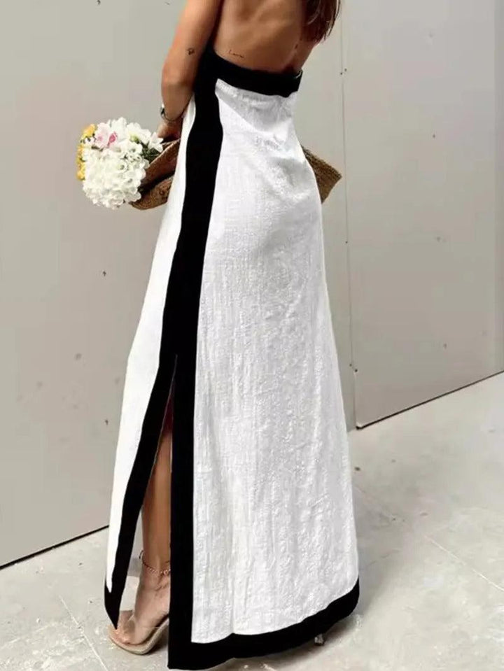 Abito Lungo con Scollo all’Americana e Spacco – Eleganza Estiva con Carisma