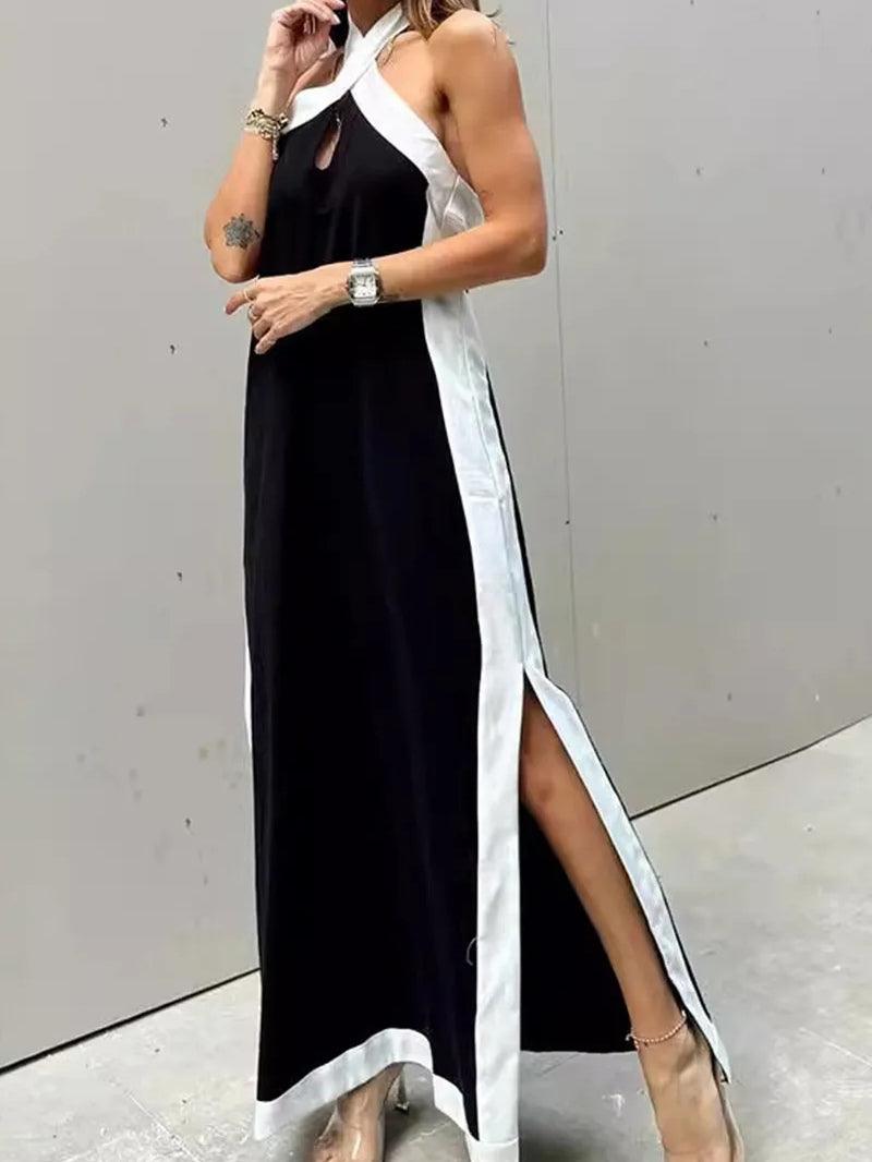 Abito Lungo con Scollo all’Americana e Spacco – Eleganza Estiva con Carisma