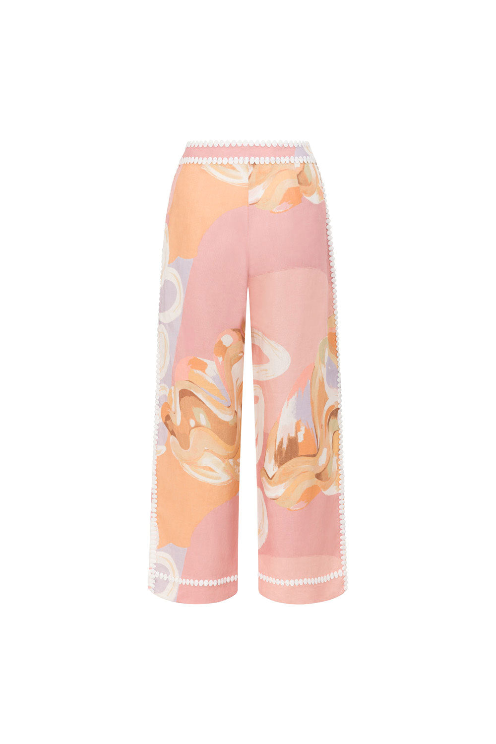 Pantaloni Estivi a Vita Alta con Stampa Artistica – Stile Europeo