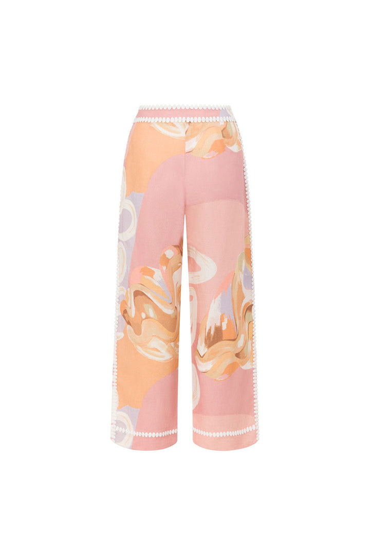 Pantaloni Estivi a Vita Alta con Stampa Artistica – Stile Europeo