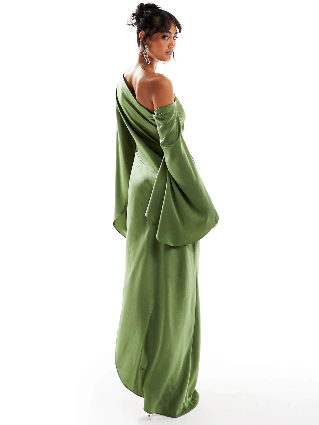 Abito Lungo Verde Monospalla con Orlo Asimmetrico | Eleganza Moderna con Carattere