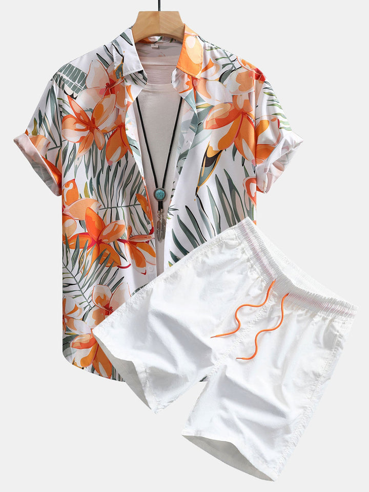 Completo Camicia e Pantaloncini Estivi a Fantasia Floreale