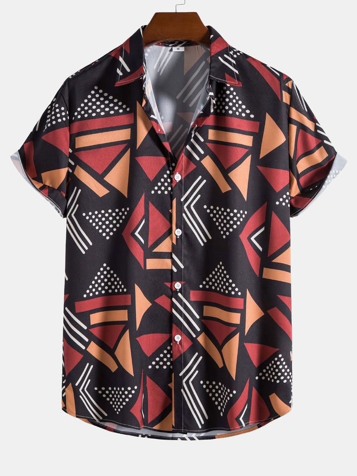 Completo Estivo con Camicia a Stampa Geometrica e Pantaloncini Abbinati