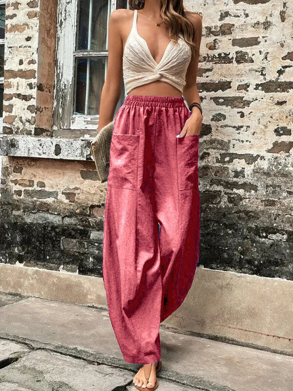 Pantaloni Larghi con Tasche, Elasticizzati – Taglie Comode