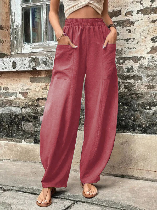 Pantaloni Larghi con Tasche, Elasticizzati – Taglie Comode