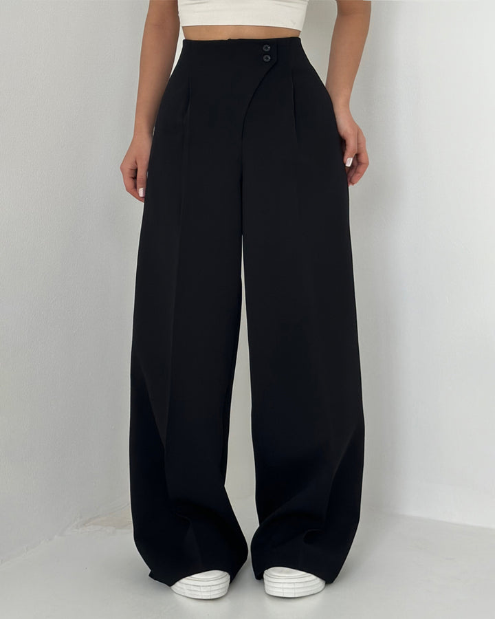 Pantaloni Eleganti con Bottoni Asimmetrici