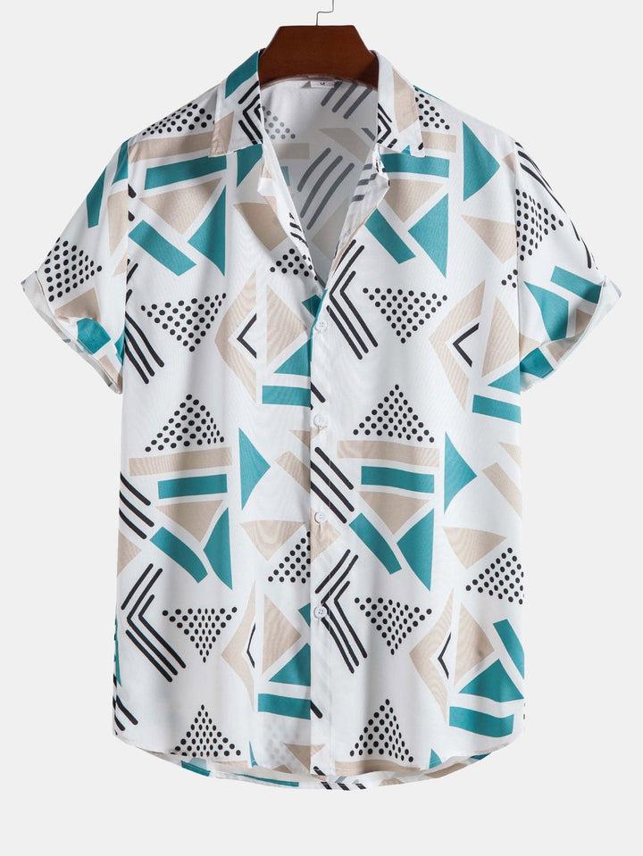 Completo Estivo con Camicia a Stampa Geometrica e Pantaloncini Abbinati