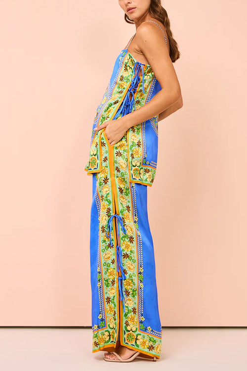 Completo Nara – Top con Lacci Laterali & Pantaloni Palazzo Stampati