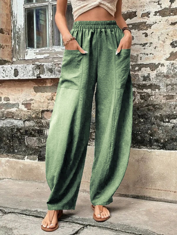 Pantaloni Larghi con Tasche, Elasticizzati – Taglie Comode