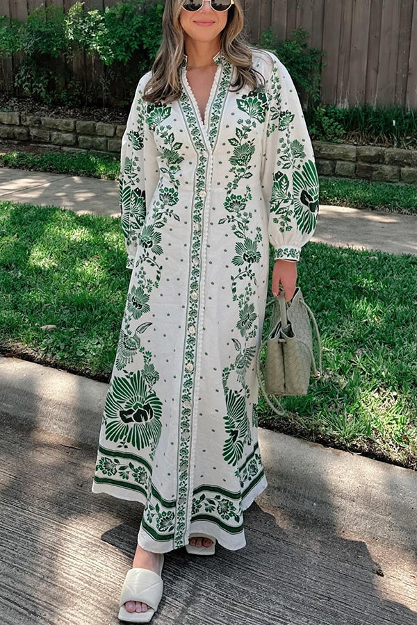 Abito Camicia Lungo con Stampa Unica