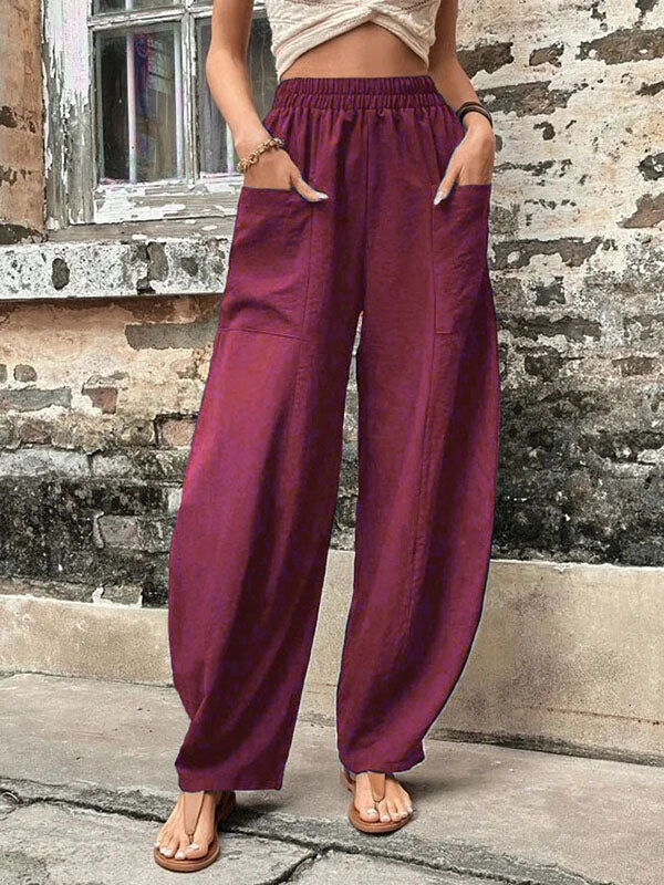 Pantaloni Larghi con Tasche, Elasticizzati – Taglie Comode