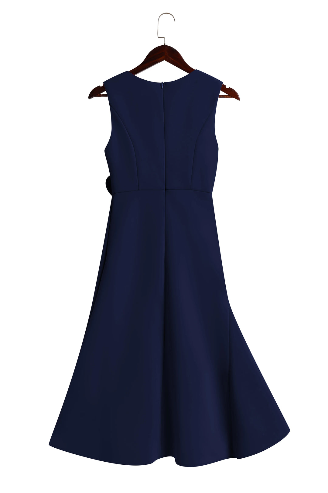 Abito Midi Elegante Senza Maniche con Nodo in Vita