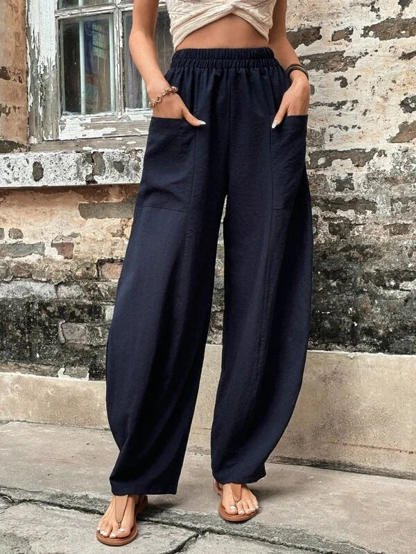 Pantaloni Larghi con Tasche, Elasticizzati – Taglie Comode
