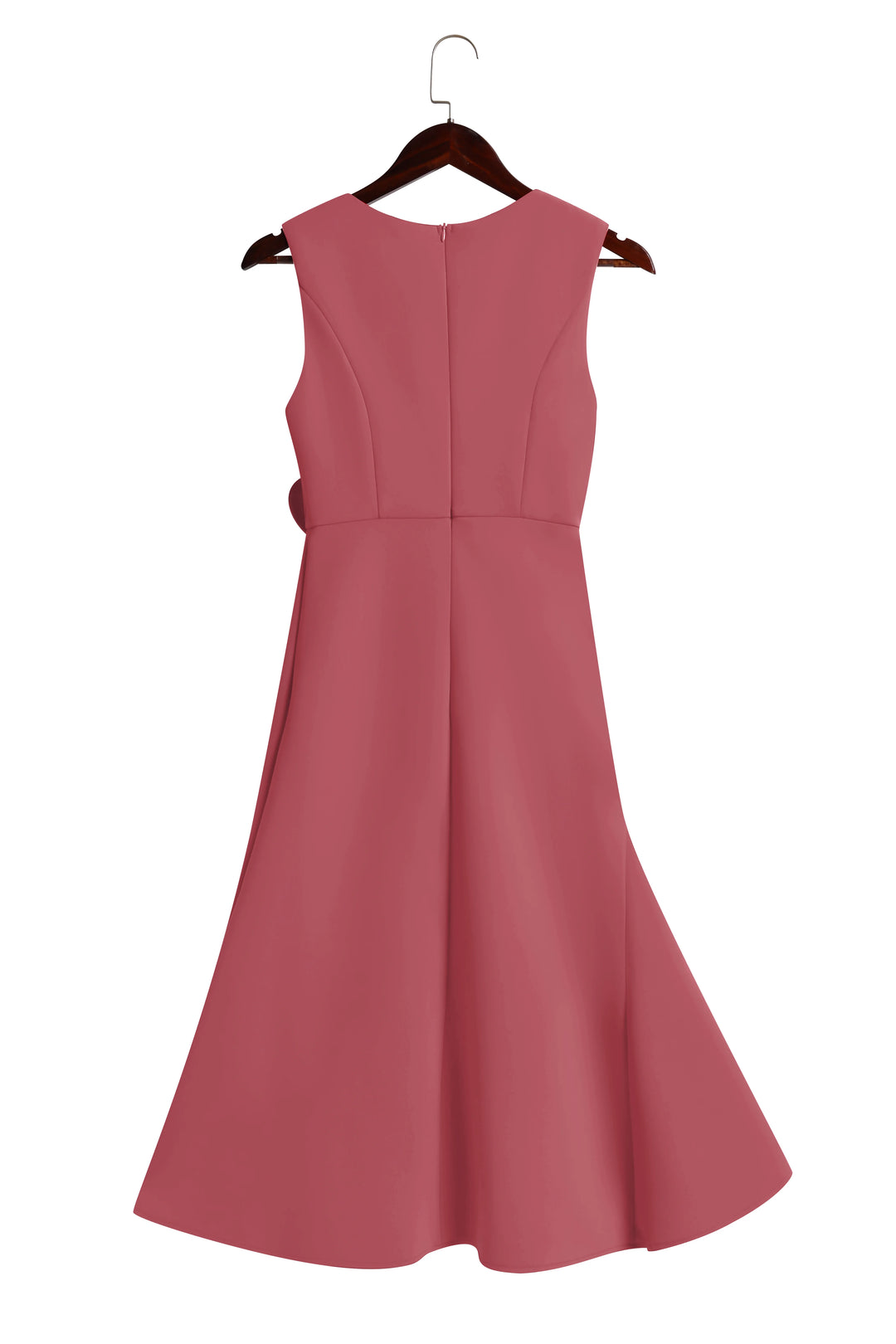 Abito Midi Elegante Senza Maniche con Nodo in Vita