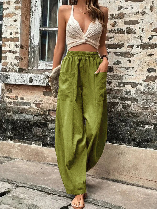 Pantaloni Larghi con Tasche, Elasticizzati – Taglie Comode