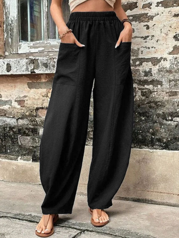 Pantaloni Larghi con Tasche, Elasticizzati – Taglie Comode