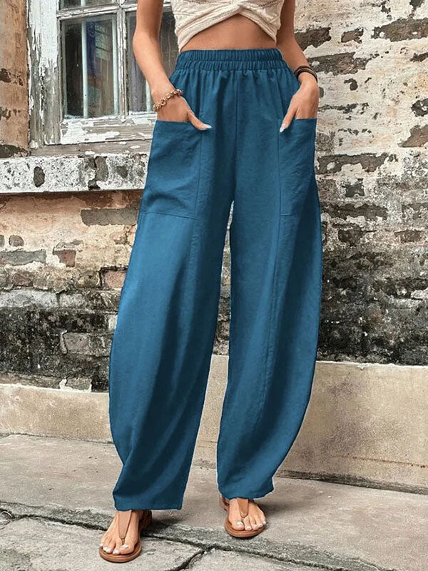Pantaloni Larghi con Tasche, Elasticizzati – Taglie Comode