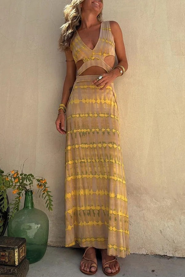 Eleanor – Abito Lungo con Spacco e Dettagli Cut-Out