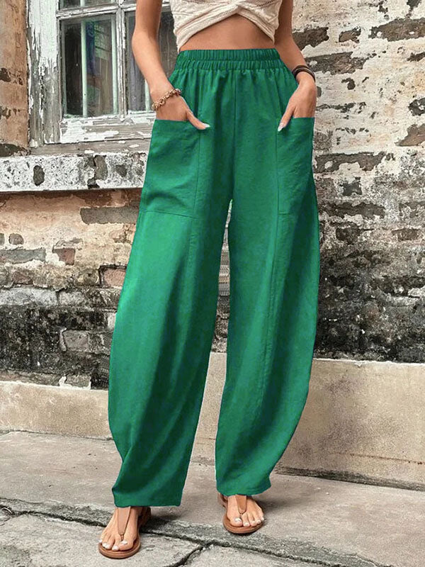 Pantaloni Larghi con Tasche, Elasticizzati – Taglie Comode